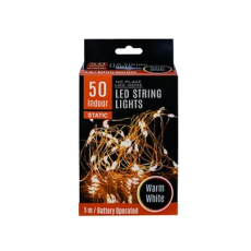 Battery Operated LED String Lights - Indoor / Warm White, 5 metre